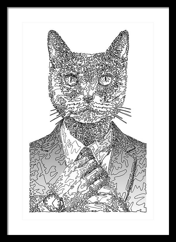 GREY Cool Cat - Framed Print