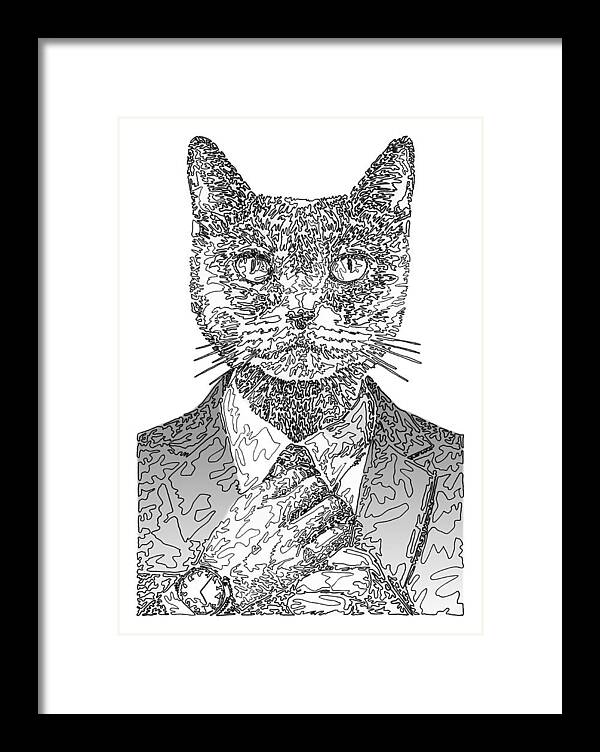 GREY Cool Cat - Framed Print