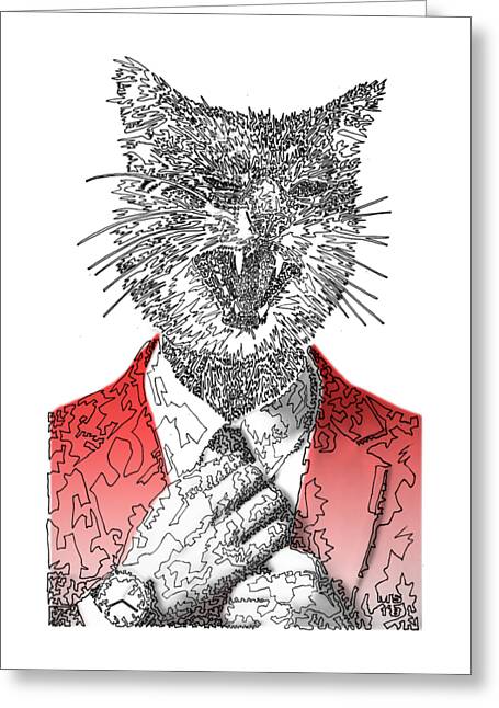 RED Cool Cat - Greeting Card
