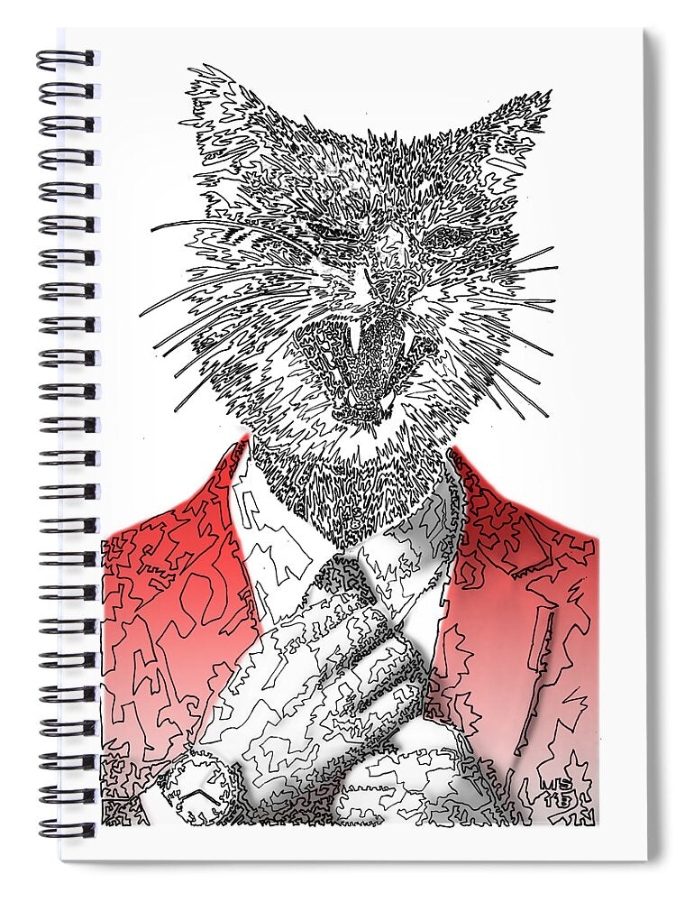 RED Cool Cat - Spiral Notebook