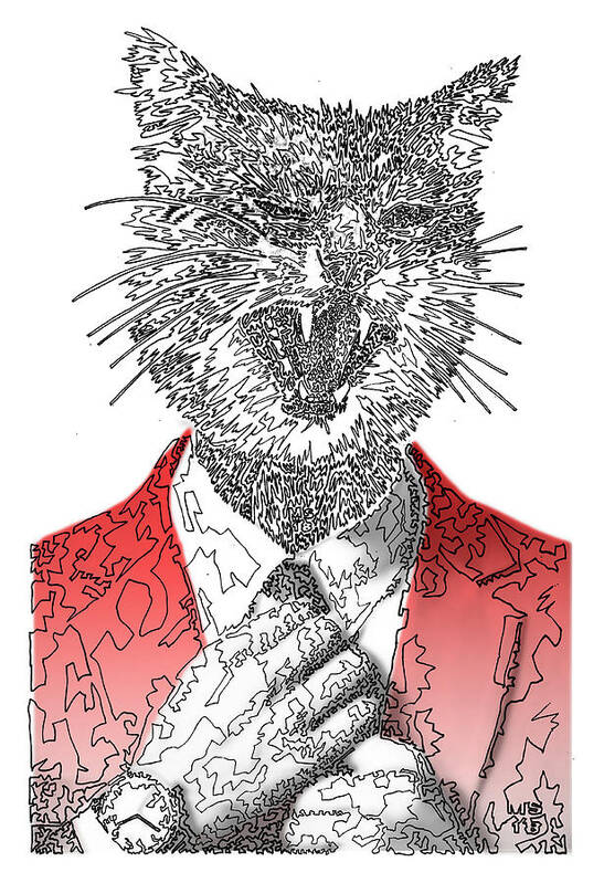 RED Cool Cat - Art Print