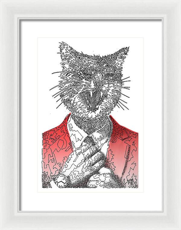 RED Cool Cat - Framed Print