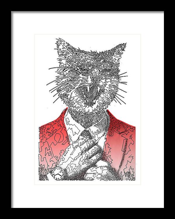 RED Cool Cat - Framed Print