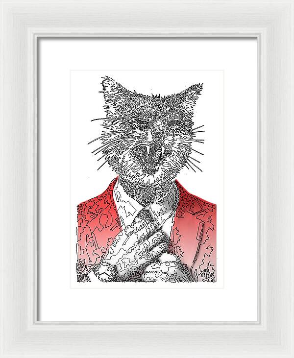 RED Cool Cat - Framed Print