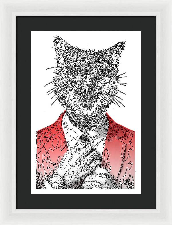 RED Cool Cat - Framed Print