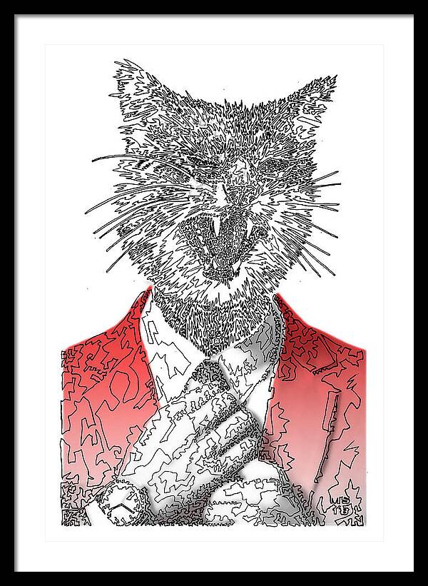 RED Cool Cat - Framed Print