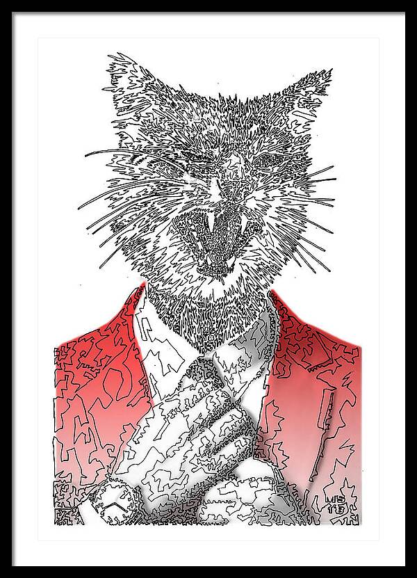 RED Cool Cat - Framed Print