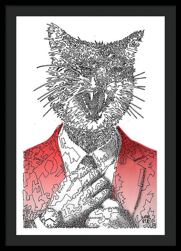 RED Cool Cat - Framed Print
