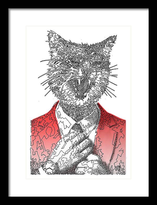RED Cool Cat - Framed Print
