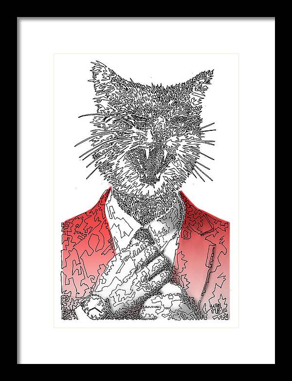 RED Cool Cat - Framed Print