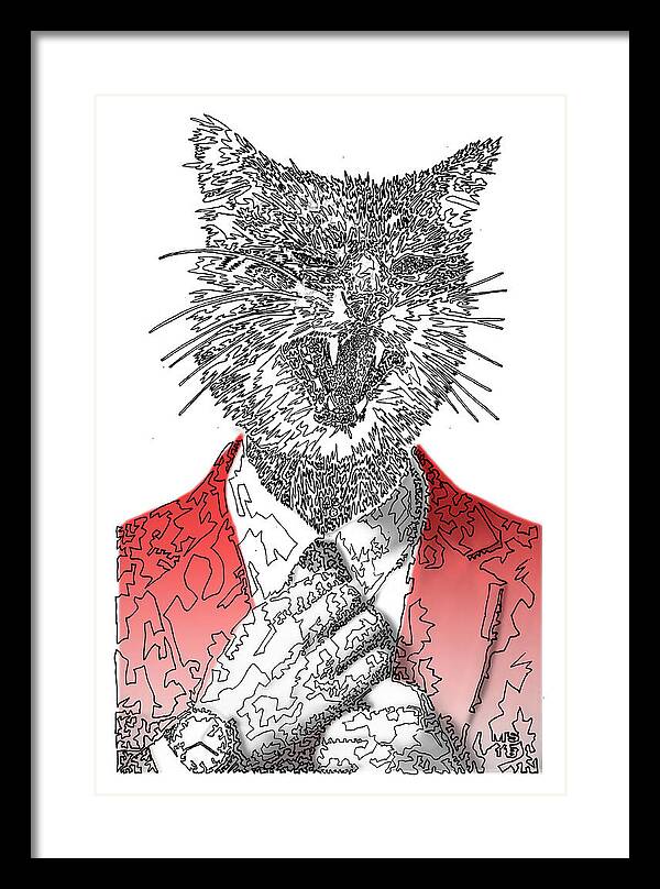 RED Cool Cat - Framed Print