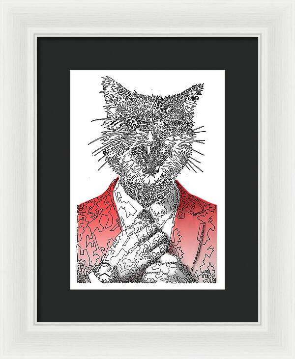 RED Cool Cat - Framed Print