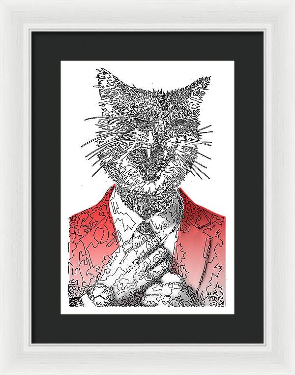 RED Cool Cat - Framed Print