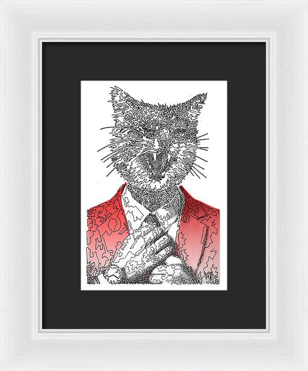 RED Cool Cat - Framed Print