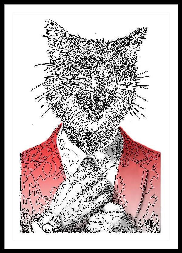 RED Cool Cat - Framed Print