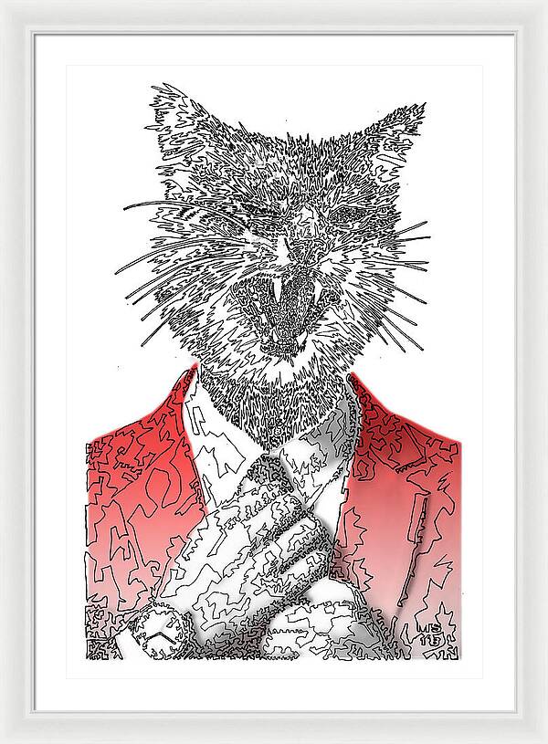 RED Cool Cat - Framed Print