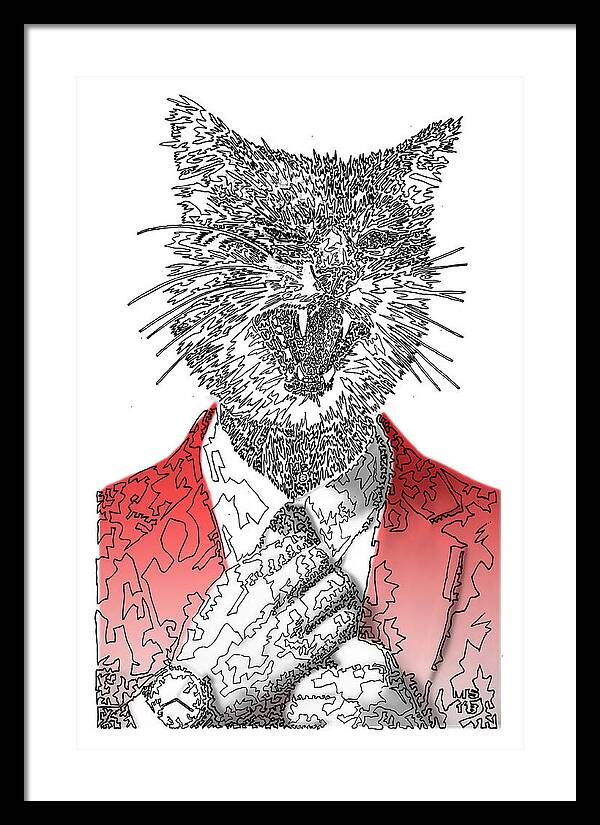 RED Cool Cat - Framed Print