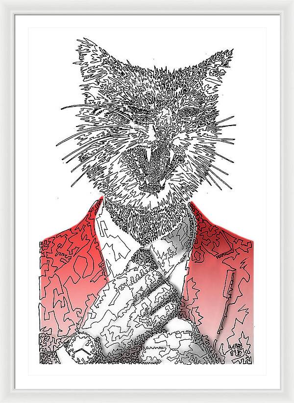 RED Cool Cat - Framed Print