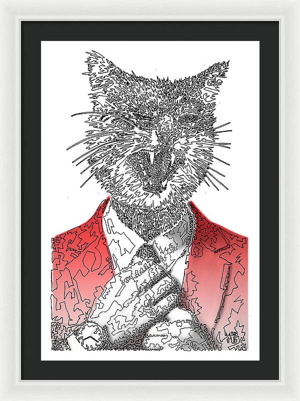 RED Cool Cat - Framed Print