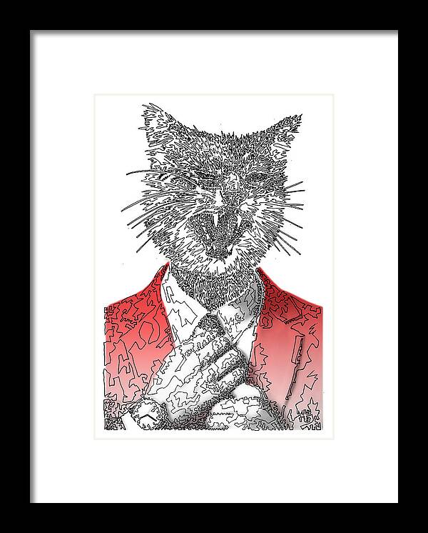 RED Cool Cat - Framed Print