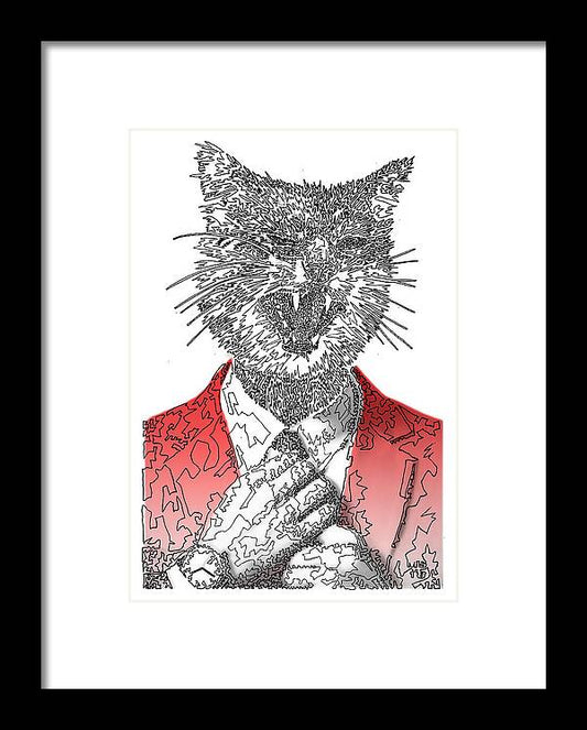 RED Cool Cat - Framed Print