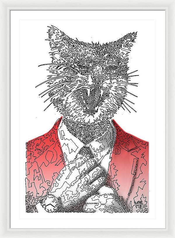 RED Cool Cat - Framed Print