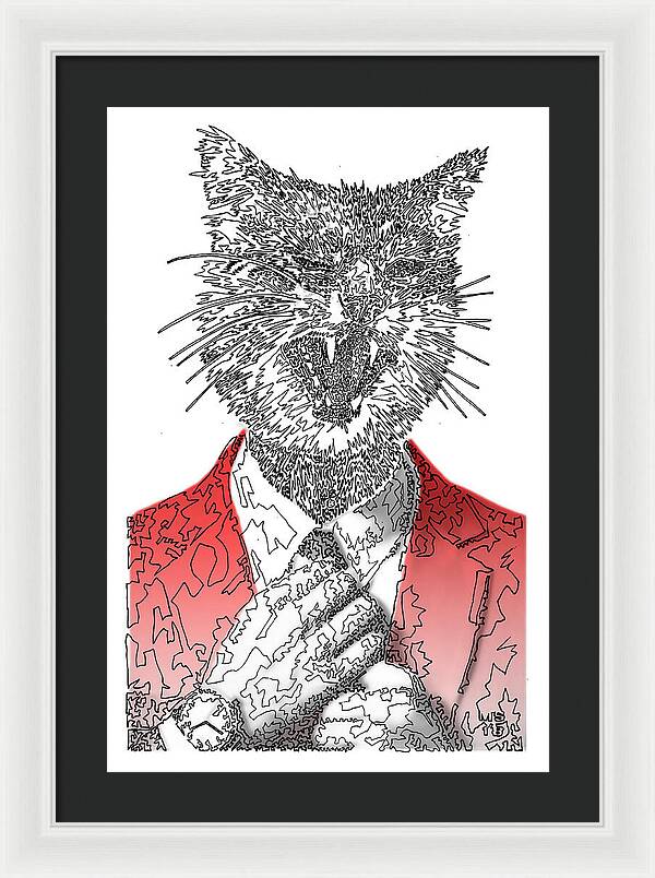 RED Cool Cat - Framed Print
