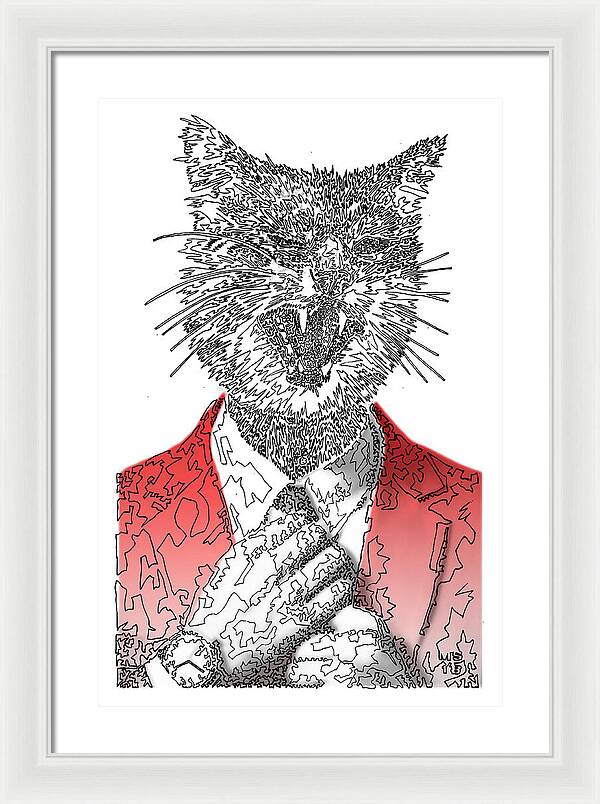RED Cool Cat - Framed Print