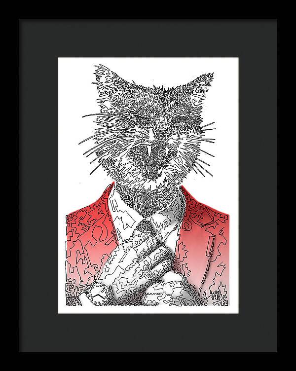 RED Cool Cat - Framed Print
