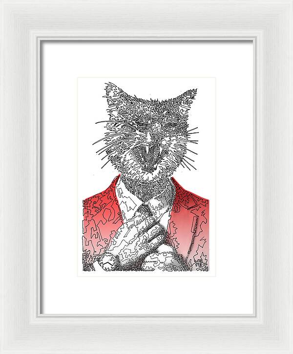 RED Cool Cat - Framed Print