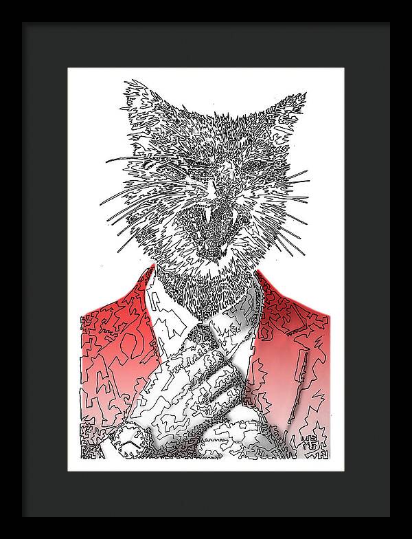 RED Cool Cat - Framed Print