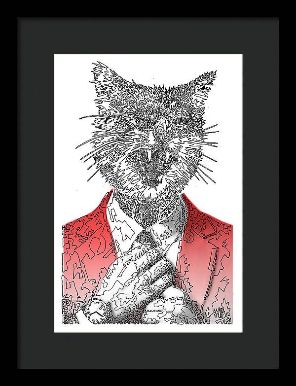 RED Cool Cat - Framed Print