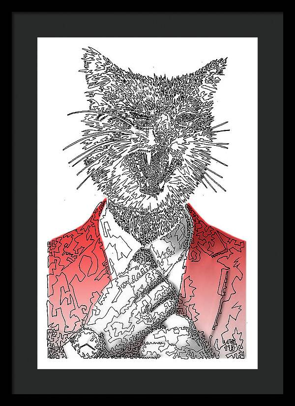 RED Cool Cat - Framed Print