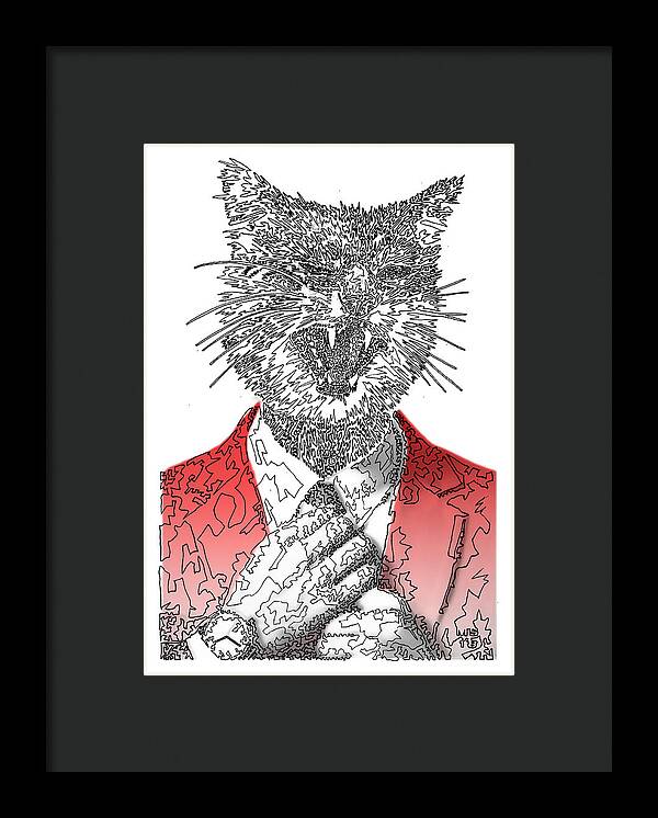 RED Cool Cat - Framed Print
