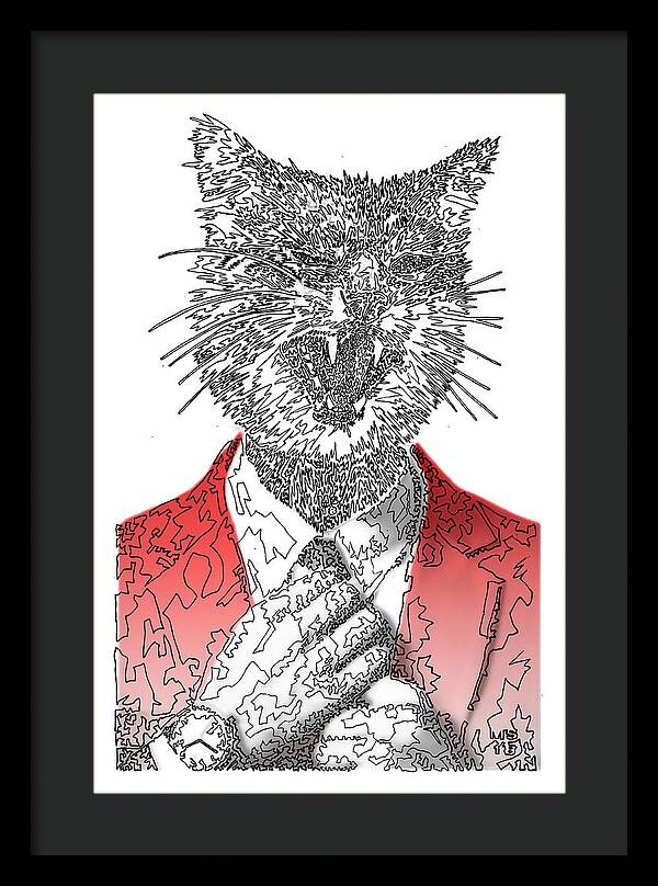 RED Cool Cat - Framed Print