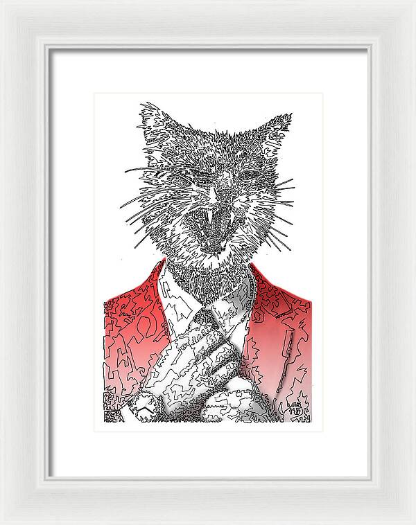 RED Cool Cat - Framed Print