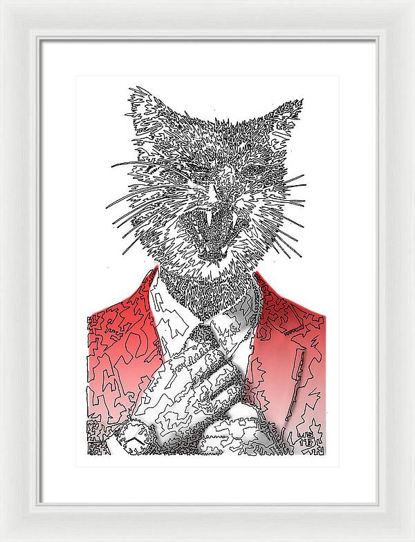 RED Cool Cat - Framed Print