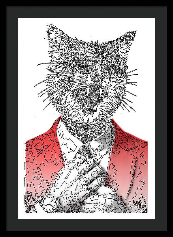 RED Cool Cat - Framed Print