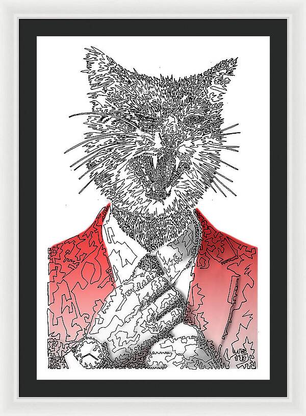 RED Cool Cat - Framed Print
