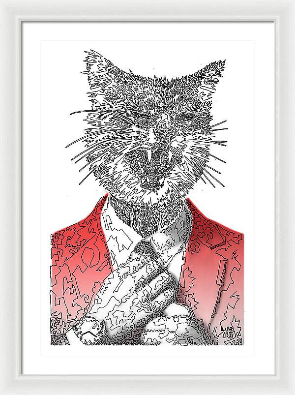 RED Cool Cat - Framed Print