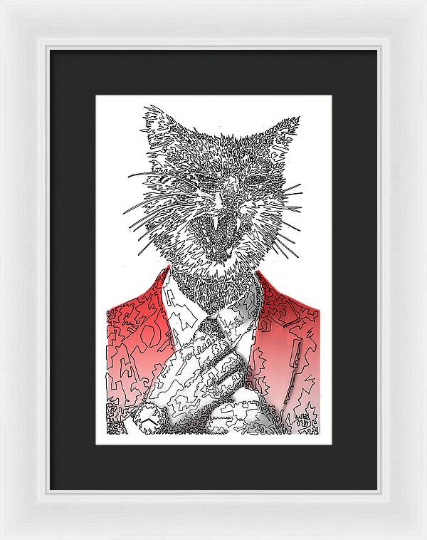 RED Cool Cat - Framed Print