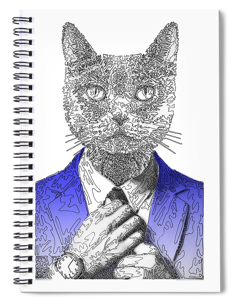 BLUE Cool Cat - Spiral Notebook