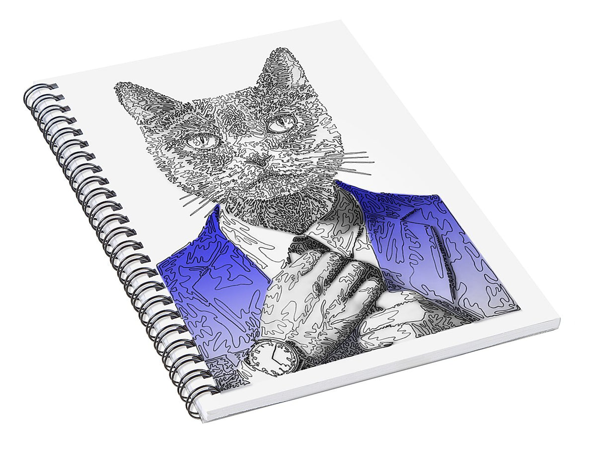 BLUE Cool Cat - Spiral Notebook