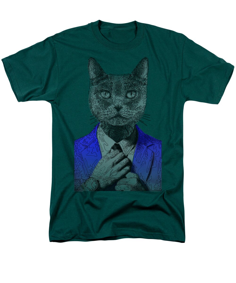 BLUE Cool Cat - Men's T-Shirt  (Regular Fit)