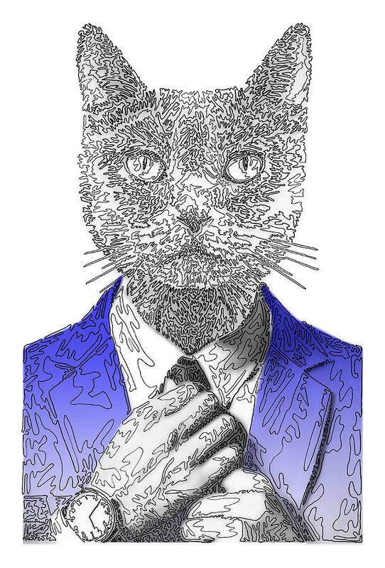 BLUE Cool Cat - Art Print