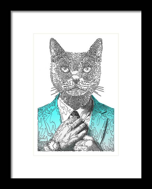CYAN Cool Cat - Framed Print