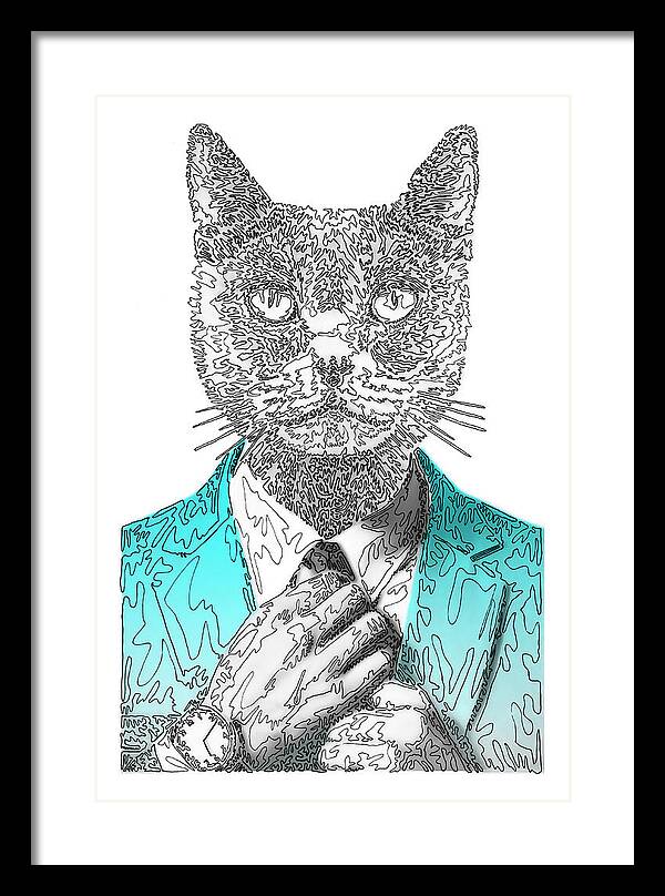 CYAN Cool Cat - Framed Print
