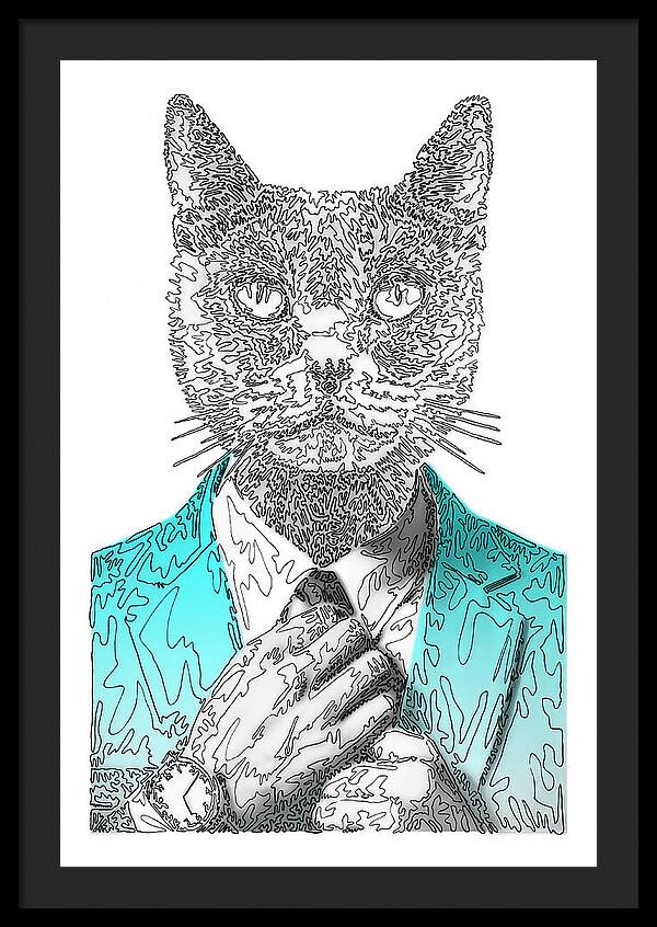 CYAN Cool Cat - Framed Print