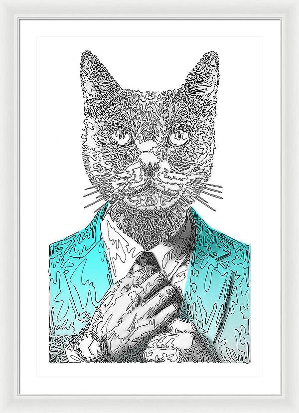 CYAN Cool Cat - Framed Print