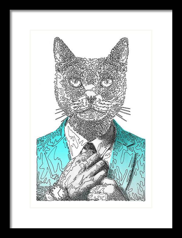 CYAN Cool Cat - Framed Print